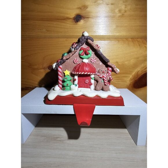 Christmas Stocking Holder Hanger CANDY SWEET GINGERBREAD HOUSE PEPPERMINT 5” - Picture 2 of 12